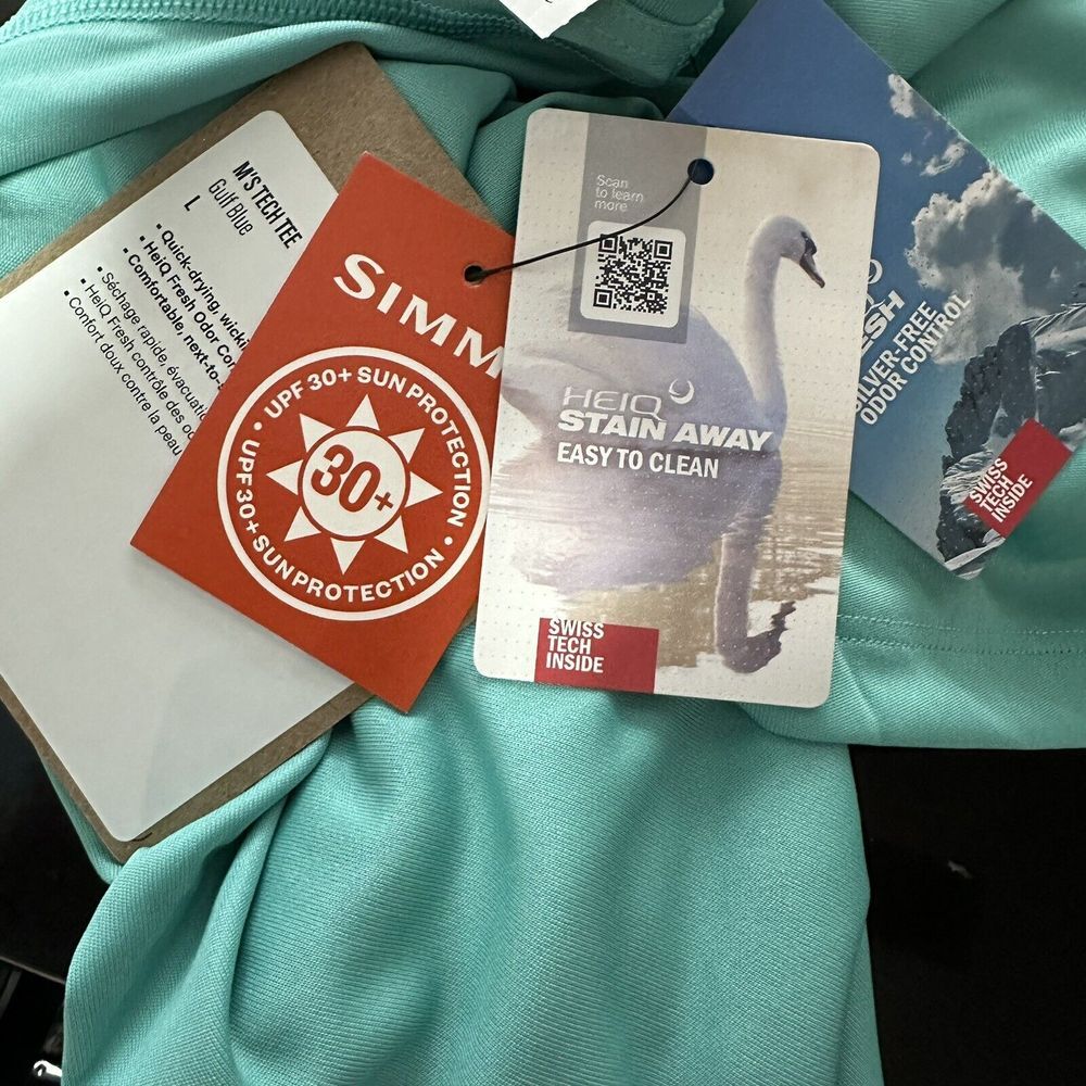 NEW Simms Tech Tee Long Sleeve Shirt Men's Large Performance Fly Fishing UPF 50 - Picture 2 of 2
